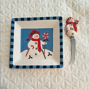 Festive Snowman Plate and Spreader Set